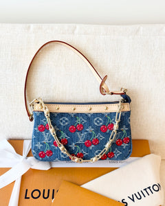 🍒 LOUIS VUITTON LV x TM Takashi Murakami Monogram Denim Pochette Accessoires