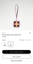 Load image into Gallery viewer, LOUIS VUITTON 2024 Pink and Brown Flower Bag Charm in Rose Clair
