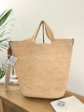 Load image into Gallery viewer, [SOLD] LOEWE Slit Large Raffia and Calfskin Tote Bag - Natural/Tan
