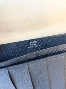 HERMES 2022 Bearn Wallet in Bleu Indigo / Epsom Leather