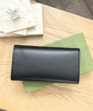 Load image into Gallery viewer, GUCCI Mini Joan Double Leather Bifold Long Wallet in Black
