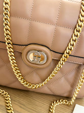 Load image into Gallery viewer, GUCCI Deco Logo-Embellished Quilted Leather Shoulder Bag in Beige
