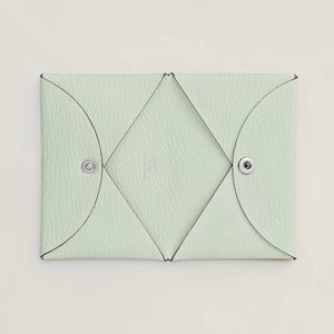 HERMES 2024 Calvi Card Holder in Vert Peppermint / Epsom