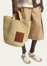 Load image into Gallery viewer, [SOLD] LOEWE Slit Large Raffia and Calfskin Tote Bag - Natural/Tan
