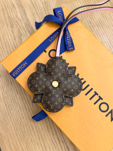 LOUIS VUITTON 2024 Pink and Brown Flower Bag Charm in Rose Clair