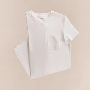 HERMES Embroidered Pocket Straight Dress in Plain Cotton Jersey / Blanc / EU36 Co