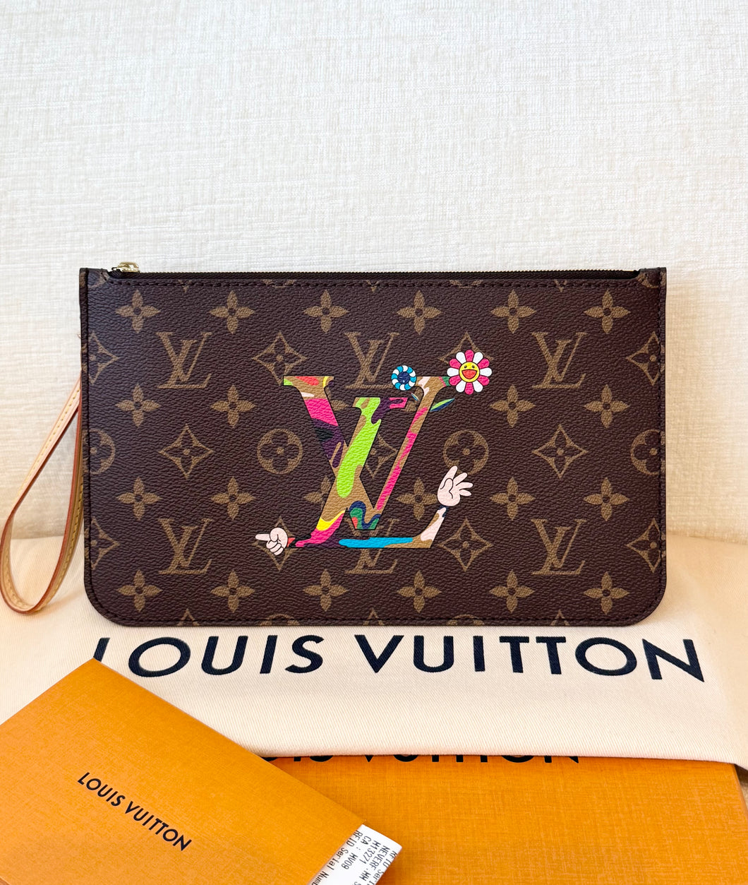 LOUIS VUITTON 2025 LV x TM Takashi Murakami Monogram Pochette Wristlet Pouch
