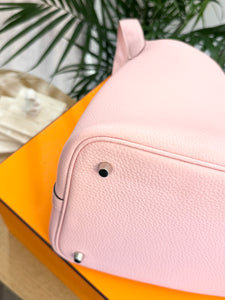 HERMES 2024 Clemence Picotin Lock 22 Palladium Hardware in Rose Sakura