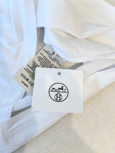 HERMES Embroidered Pocket Straight Dress in Plain Cotton Jersey / Blanc / EU36 Co