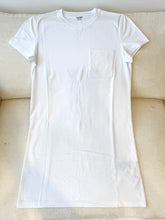 Load image into Gallery viewer, HERMES Embroidered Pocket Straight Dress in Plain Cotton Jersey / Blanc / EU36 Co
