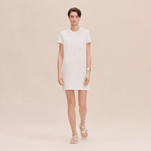 Load image into Gallery viewer, HERMES Embroidered Pocket Straight Dress in Plain Cotton Jersey / Blanc / EU36 Co
