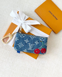 🍒 LOUIS VUITTON 2025 LV x TM Takashi Murakami Monogram Cherry Denim Key Pouch
