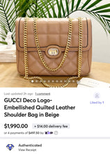 Load image into Gallery viewer, GUCCI Deco Logo-Embellished Quilted Leather Shoulder Bag in Beige
