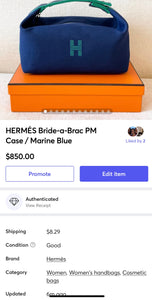 HERMÉS Bride-a-Brac PM Case / Marine Blue