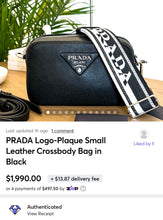 Load image into Gallery viewer, [SOLD] PRADA Logo-Plaque Small Leather Crossbody Bag in Black
