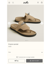 Load image into Gallery viewer, HERMES Empire Kelly Buckle Suede Sandal / Beige / EU (37)
