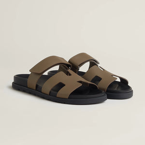 Hermes Women’s Epsom Calfskin Chypre Sandals / Étoupe / (EU)39