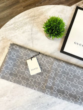 Load image into Gallery viewer, GUCCI GG Unisex Jacquard Giant Plus Silk Wool Shawl in Gray

